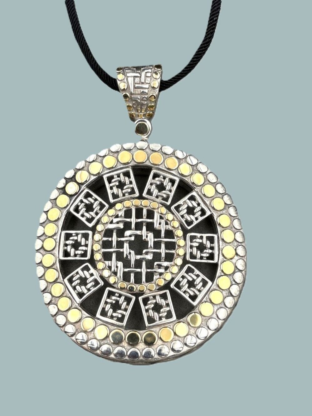 John Hardy Large Silang Sterling Silver 18k Gold Pendant Necklace